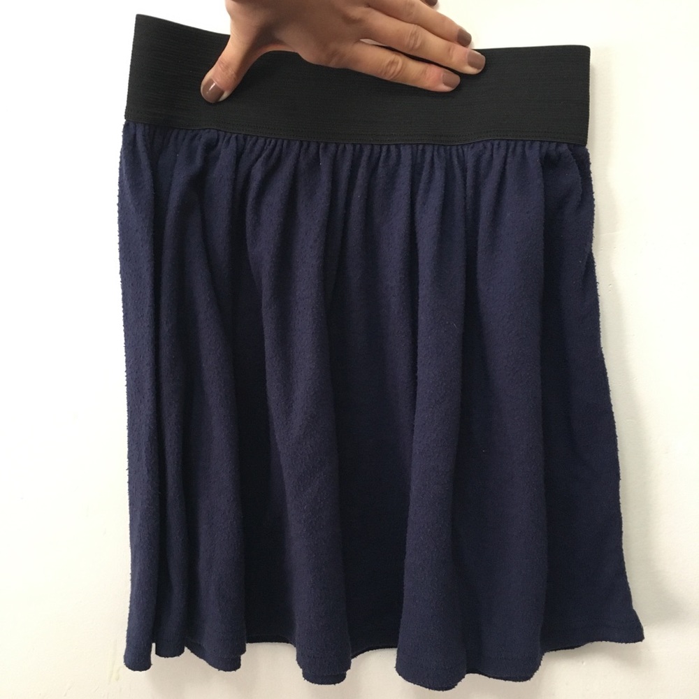 Elasticated Waist Mini Skirt Blue